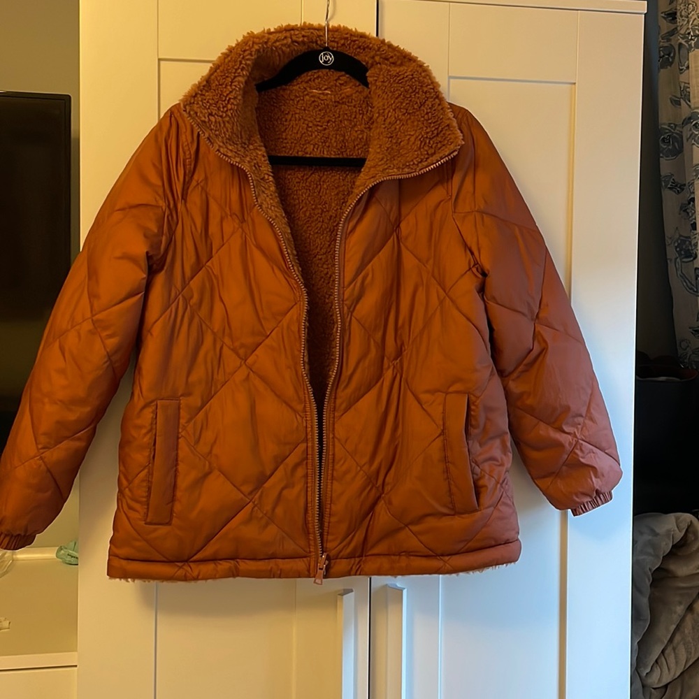 Madewell XS burnt orange cropped quilted jacket